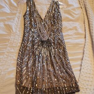 Elegant Sequin Evening Dress Size 8